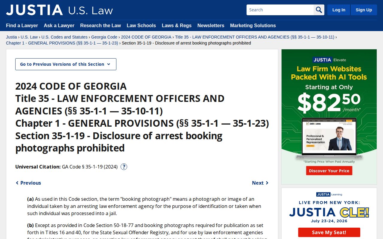 Georgia booking photograph law for Lowndes County release mugshots