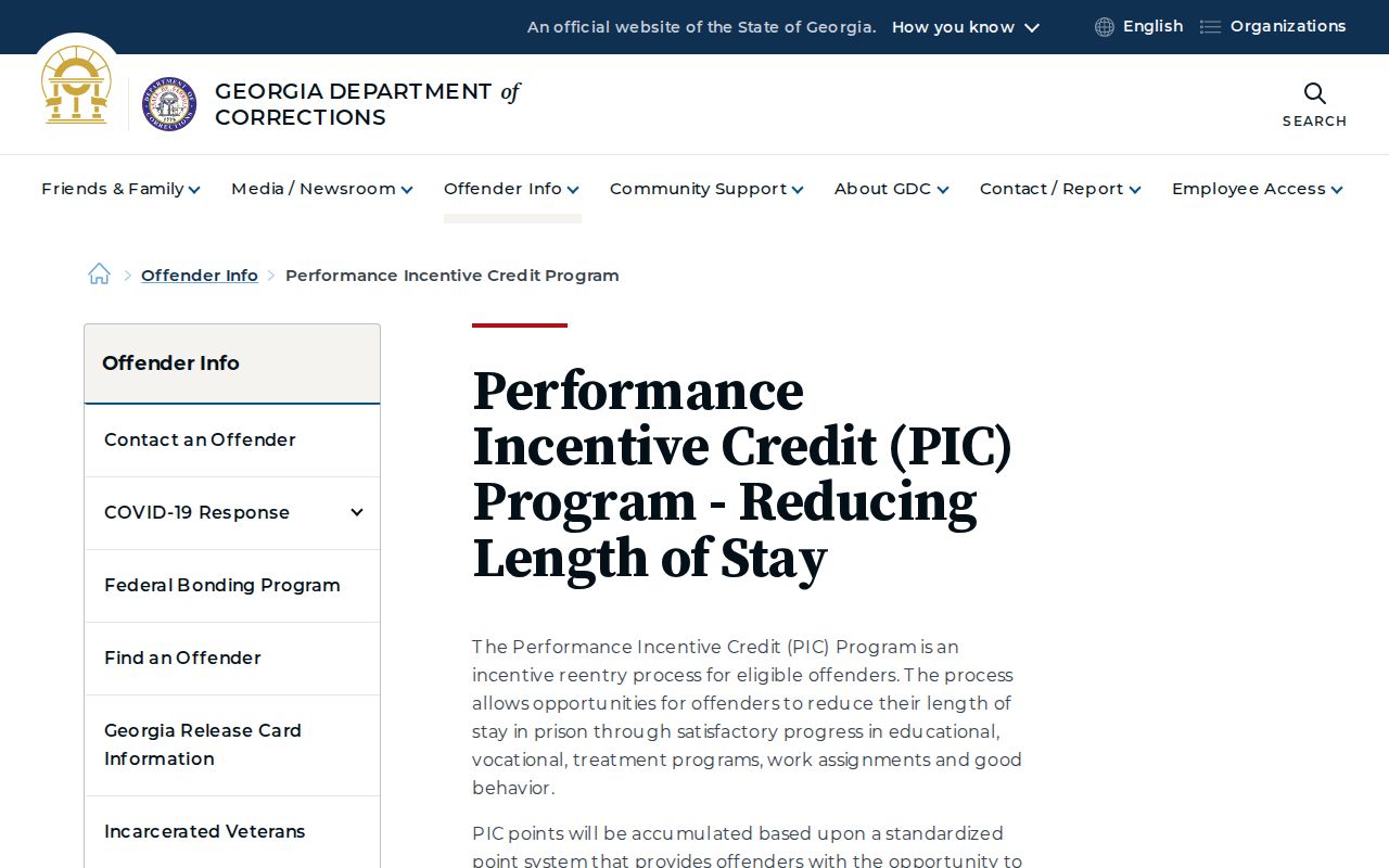GDC release credit rules for Valdosta Transitional Center records